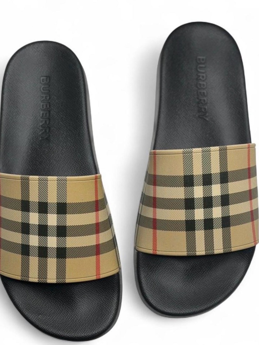 NWT🆕$425 Burberry Furley Vintage Check Slides, Eur 40